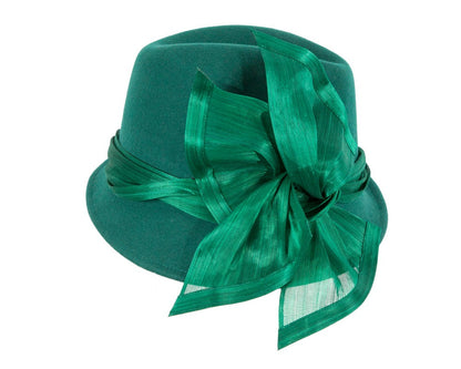 Green ladies winter fashion felt fedora hat by Fillies Collection F660-3