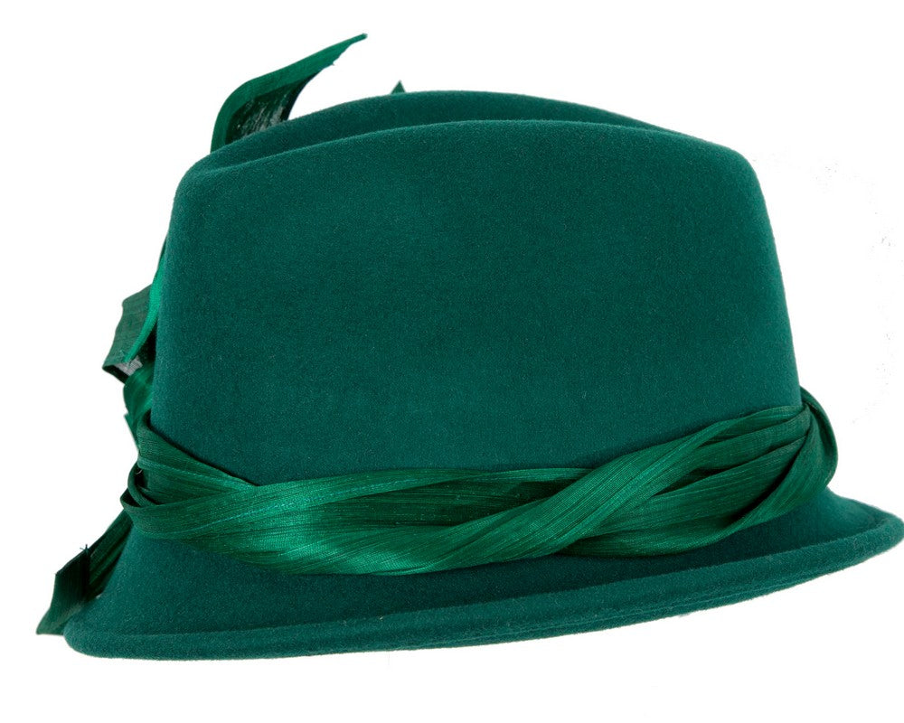 Green ladies winter fashion felt fedora hat by Fillies Collection F660-2