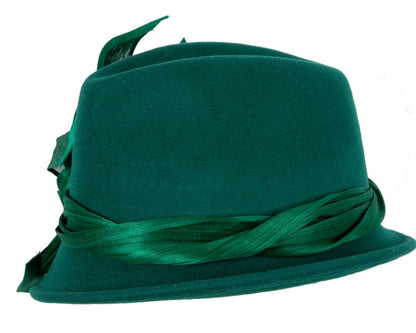 Green ladies winter fashion felt fedora hat by Fillies Collection F660-2