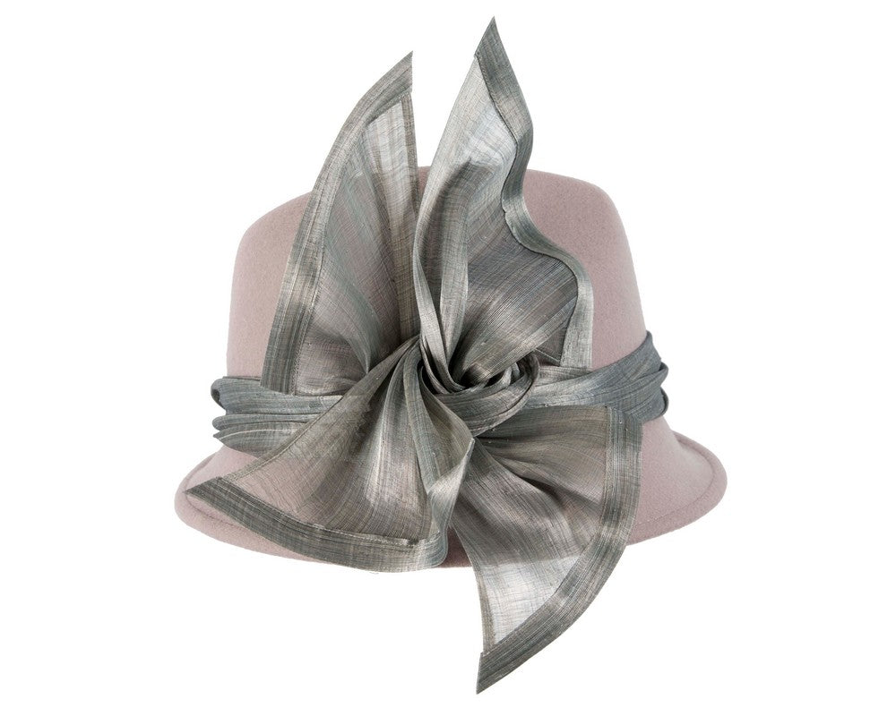 Grey ladies winter fashion felt fedora hat by Fillies Collection-2