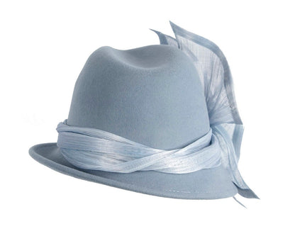 Light blue ladies winter fashion felt fedora hat by Fillies Collection F660-5
