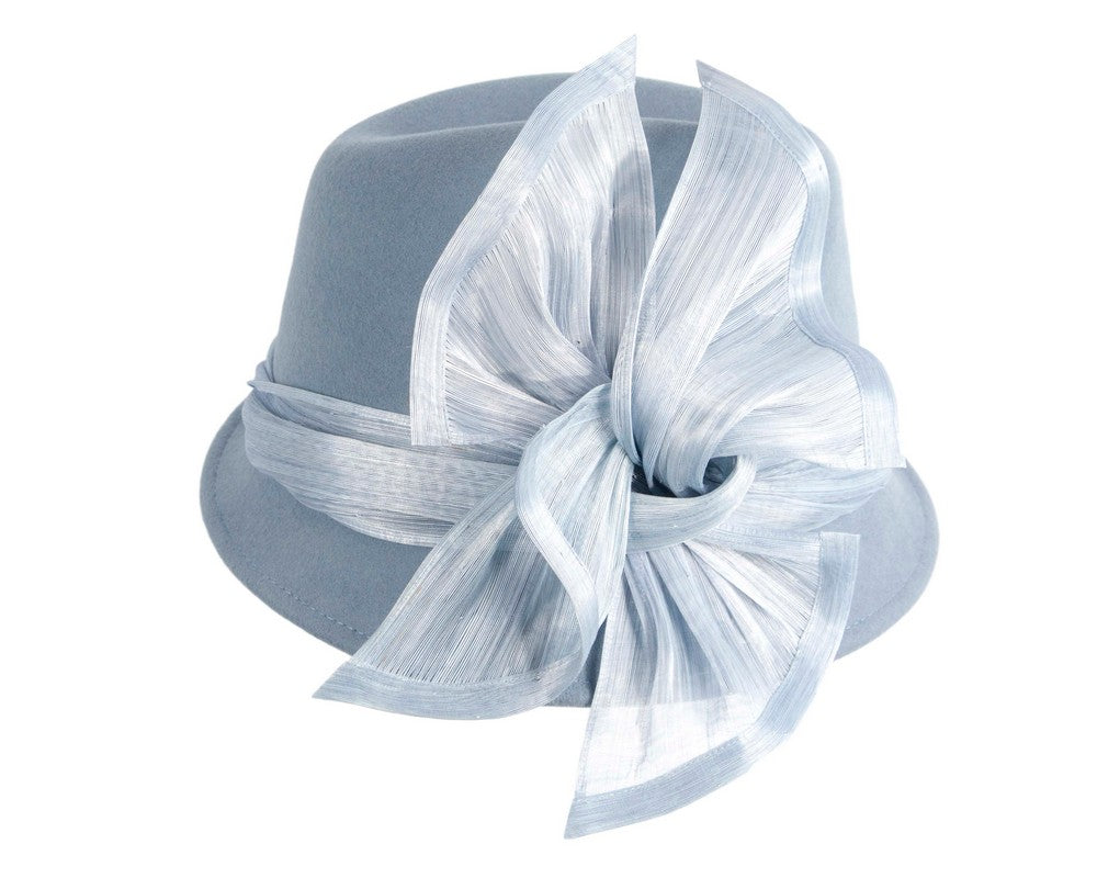Light blue ladies winter fashion felt fedora hat by Fillies Collection F660-3