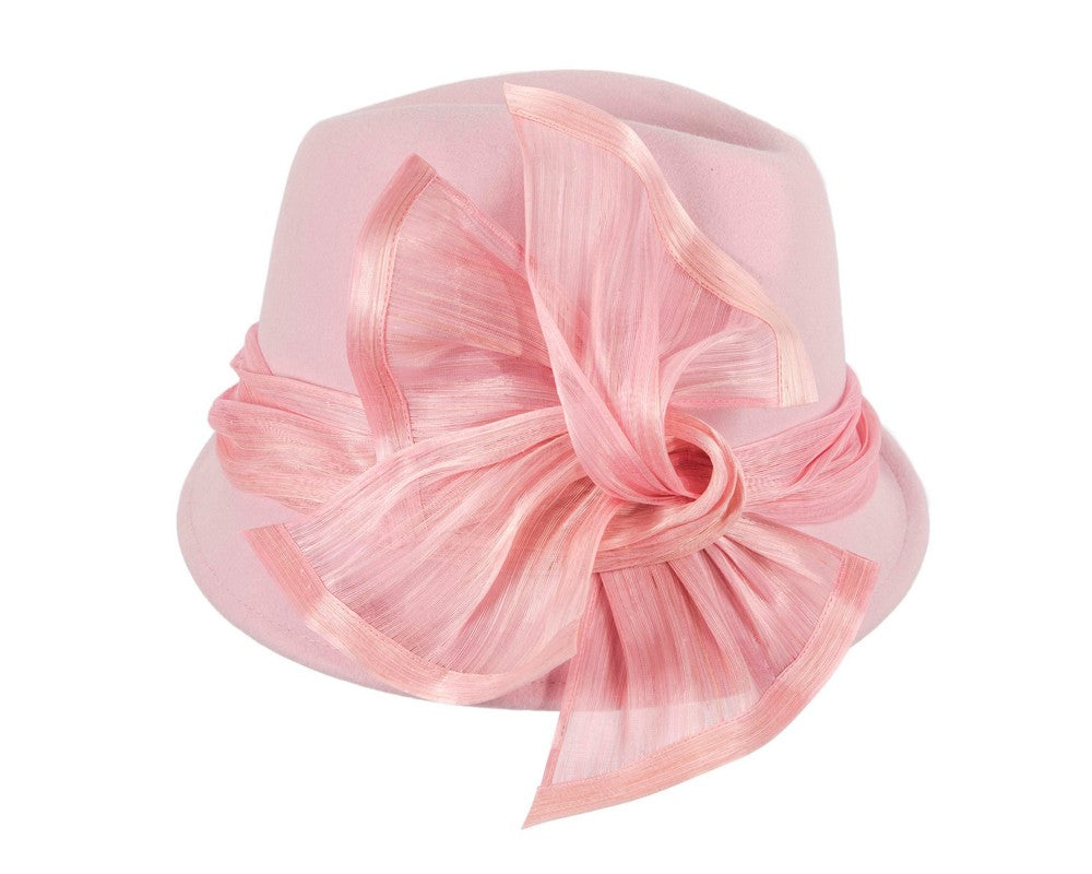Pink ladies winter fashion felt fedora hat by Fillies Collection