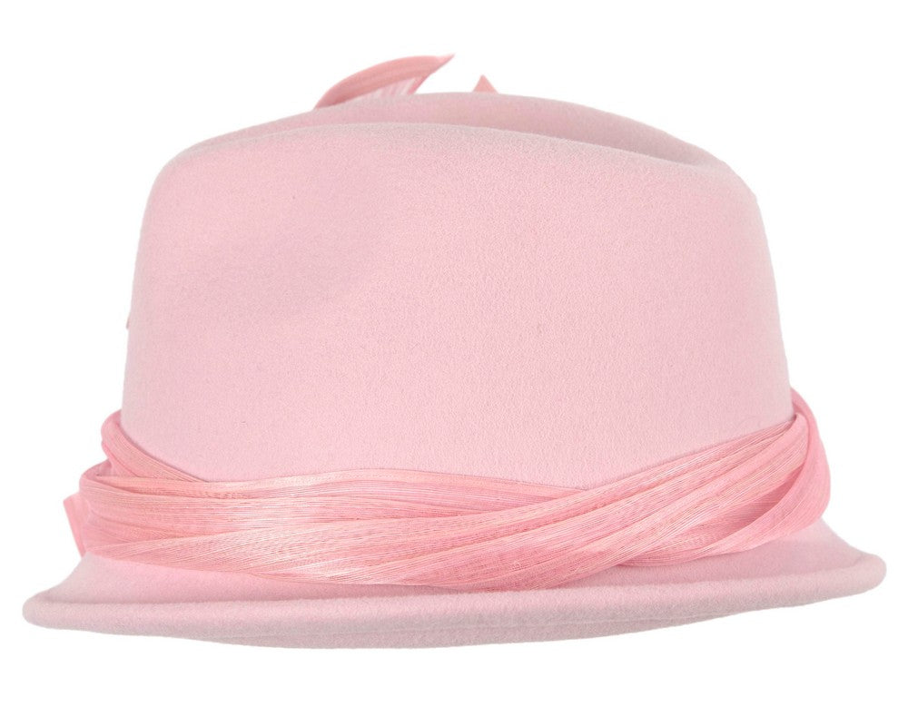 Pink ladies winter fashion felt fedora hat by Fillies Collection