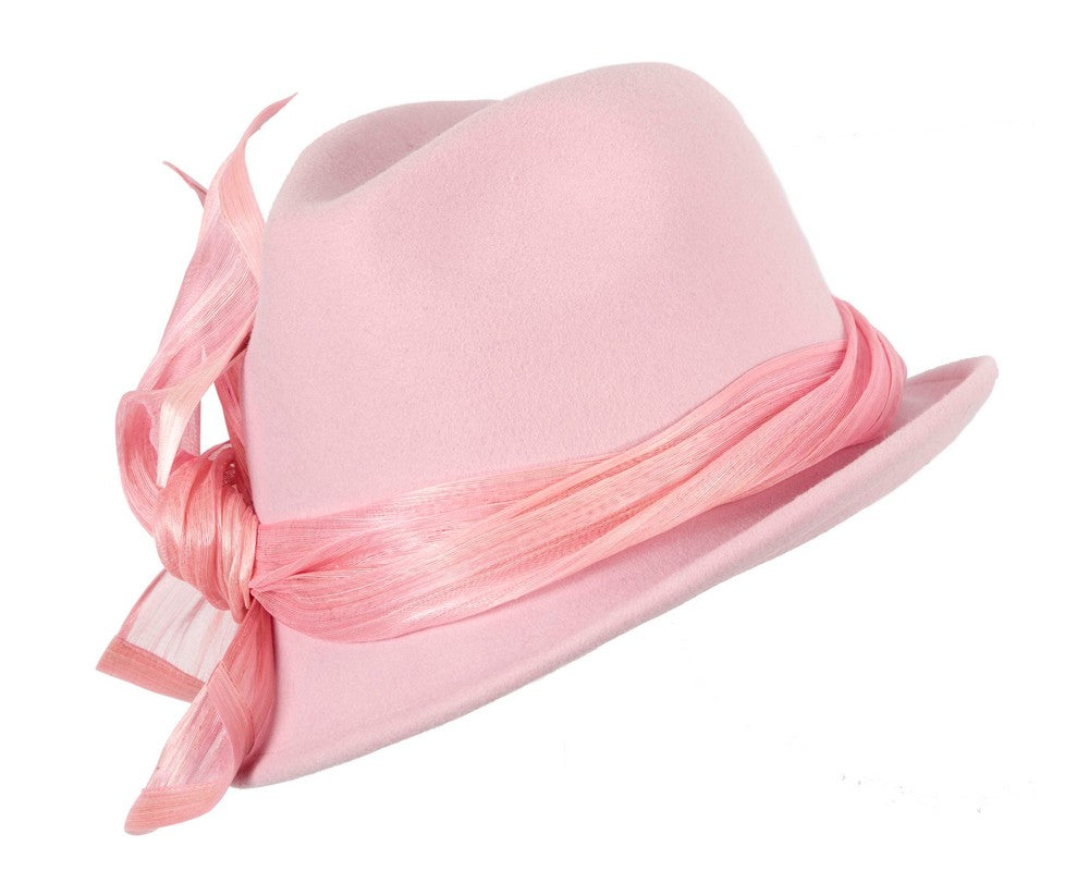 Pink ladies winter fashion felt fedora hat by Fillies Collection