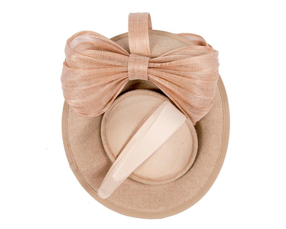 Beige plate with bow winter fascinator by Fillies Collection