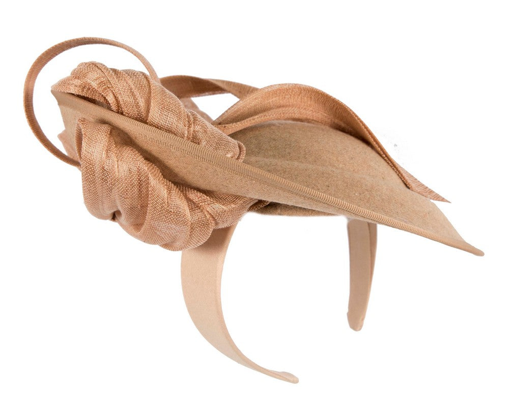 Beige plate with bow winter fascinator by Fillies Collection