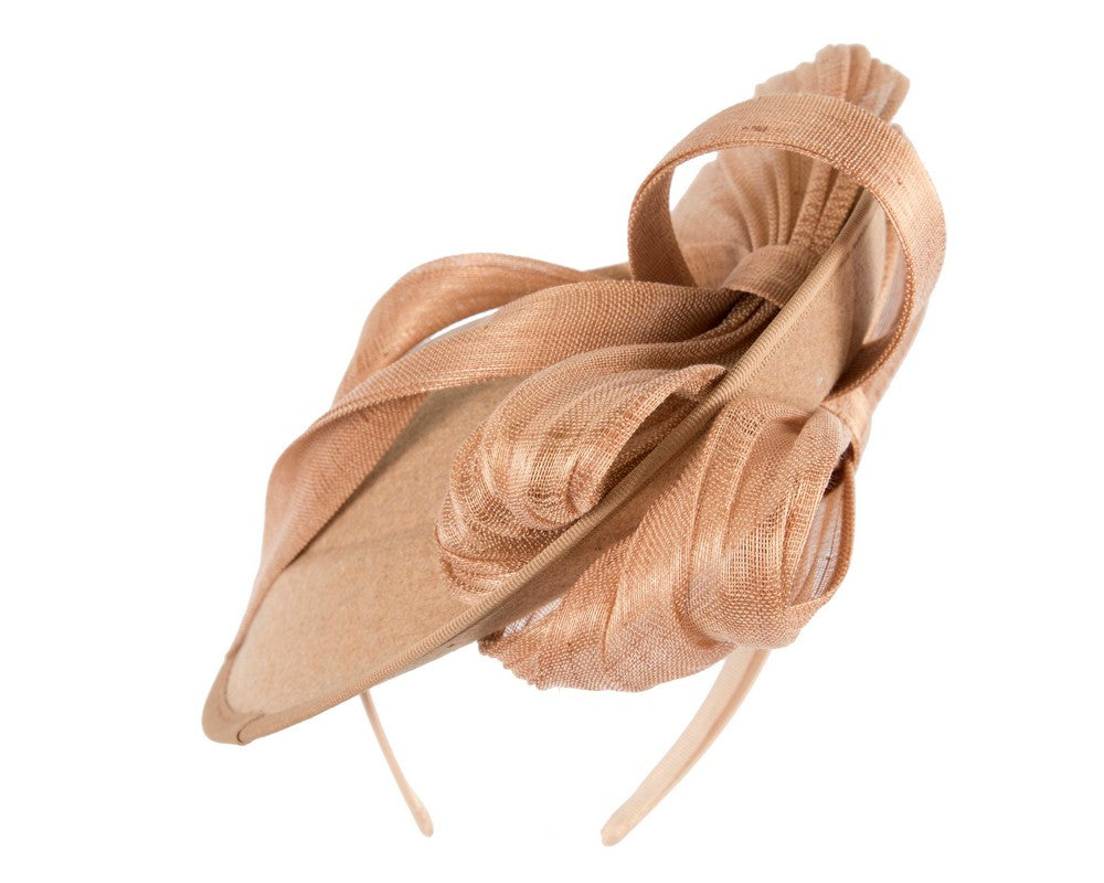 Beige plate with bow winter fascinator by Fillies Collection