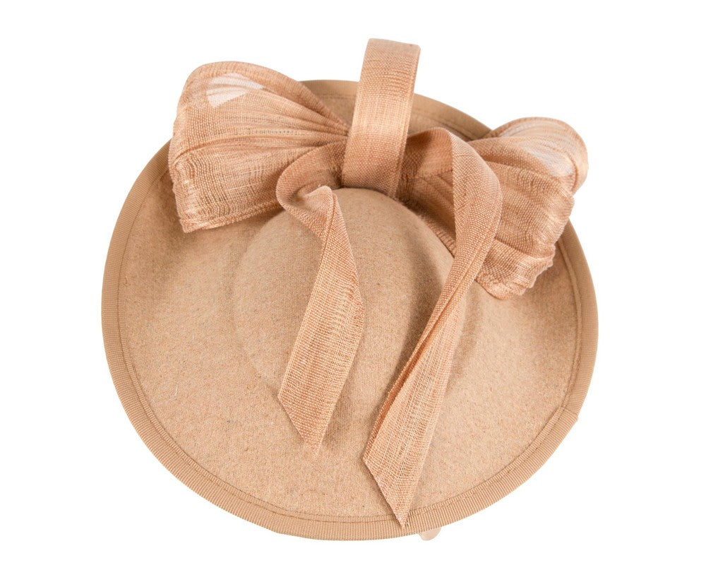 Beige plate with bow winter fascinator by Fillies Collection
