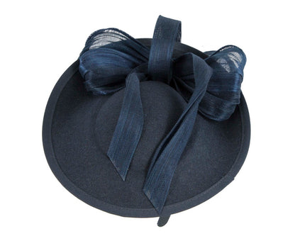Navy plate with bow winter fascinator by Fillies Collection