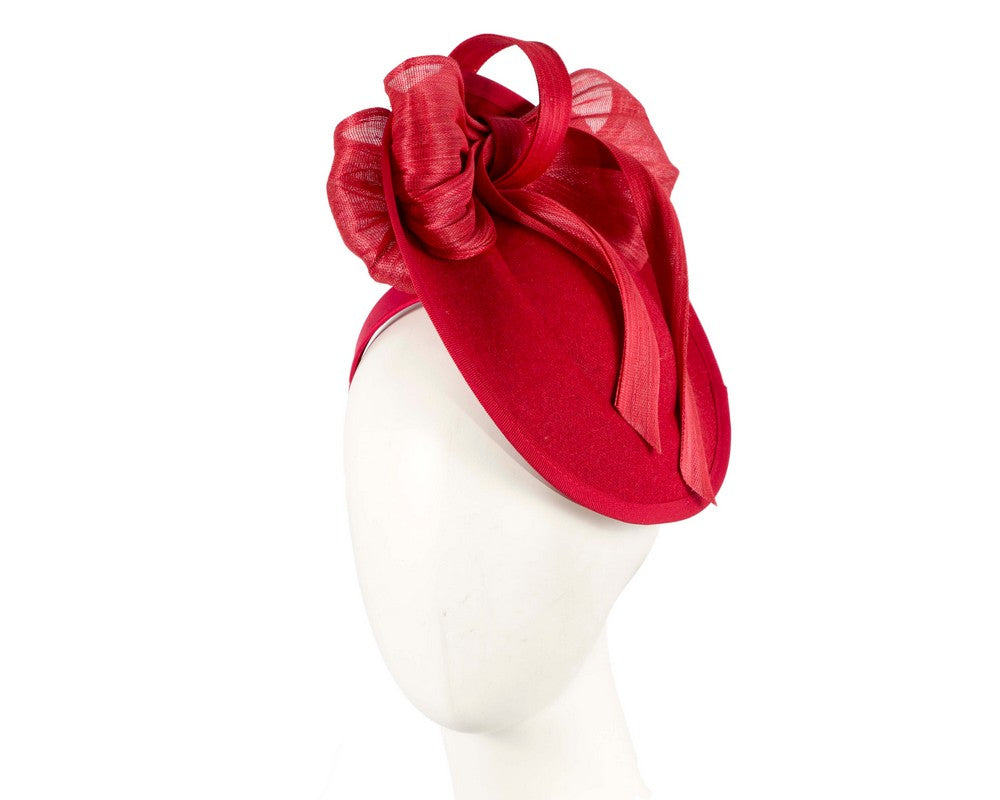 Red plate with bow winter fascinator by Fillies Collection-0
