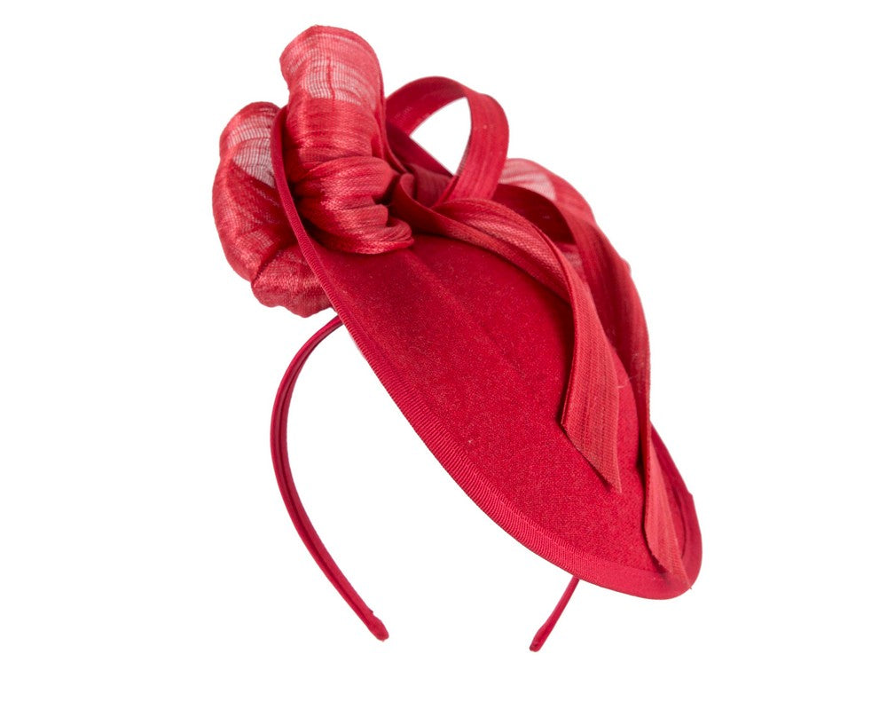 Red plate with bow winter fascinator by Fillies Collection-1