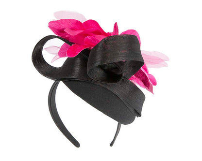 Tall black & fuchsia winter racing pillbox fascinator by Fillies Collection-5