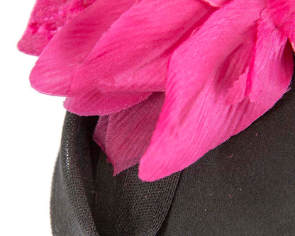 Tall black & fuchsia winter racing pillbox fascinator by Fillies Collection-4