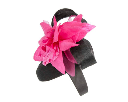 Tall black & fuchsia winter racing pillbox fascinator by Fillies Collection-2