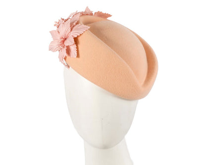 Large Beige felt beret hat by Fillies Collection-0