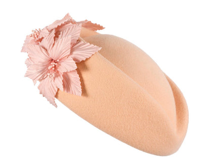 Large Beige felt beret hat by Fillies Collection-2