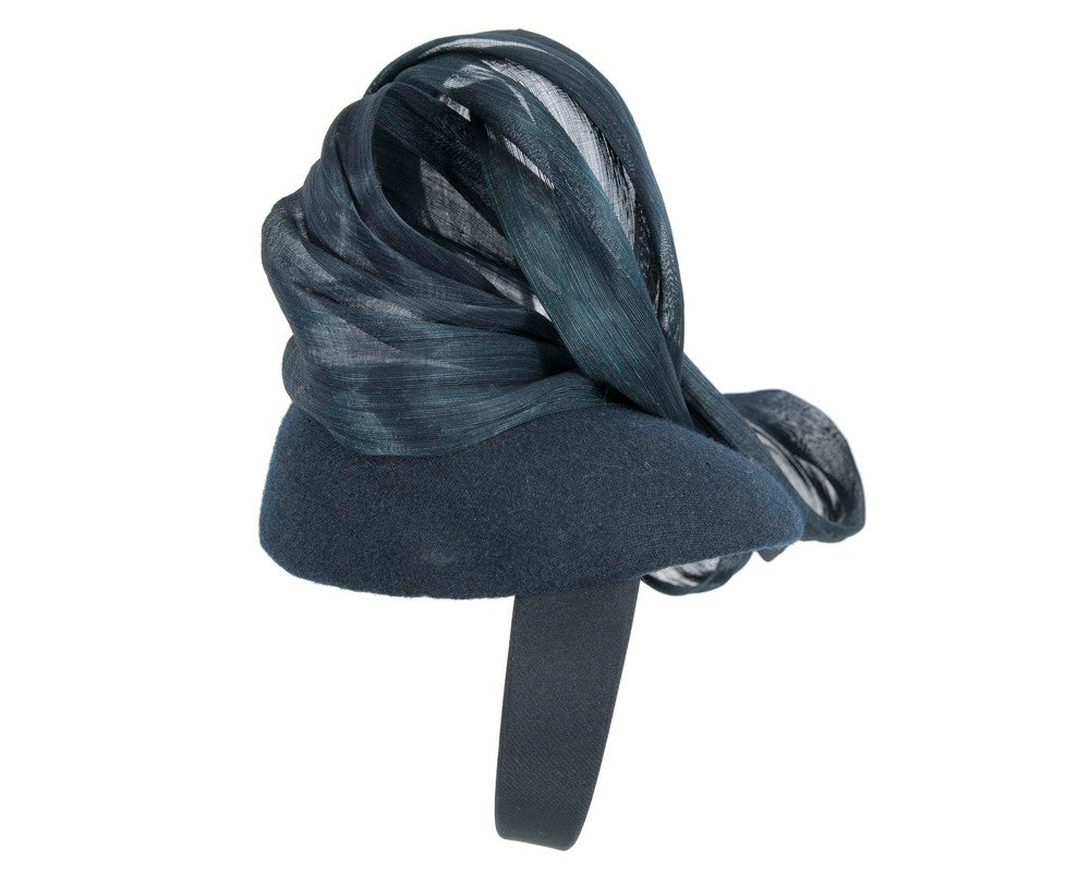 Bespoke navy pillbox with bow by Fillies Collection-3