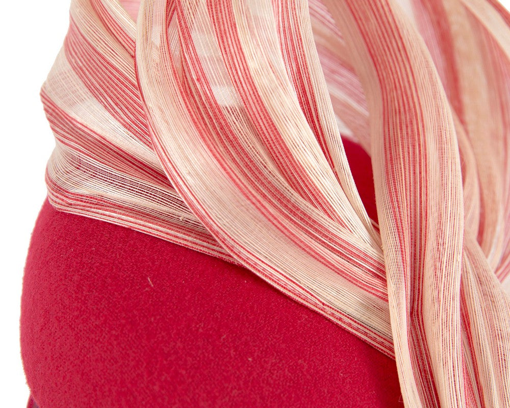 Bespoke red cream pillbox with bow by Fillies Collection