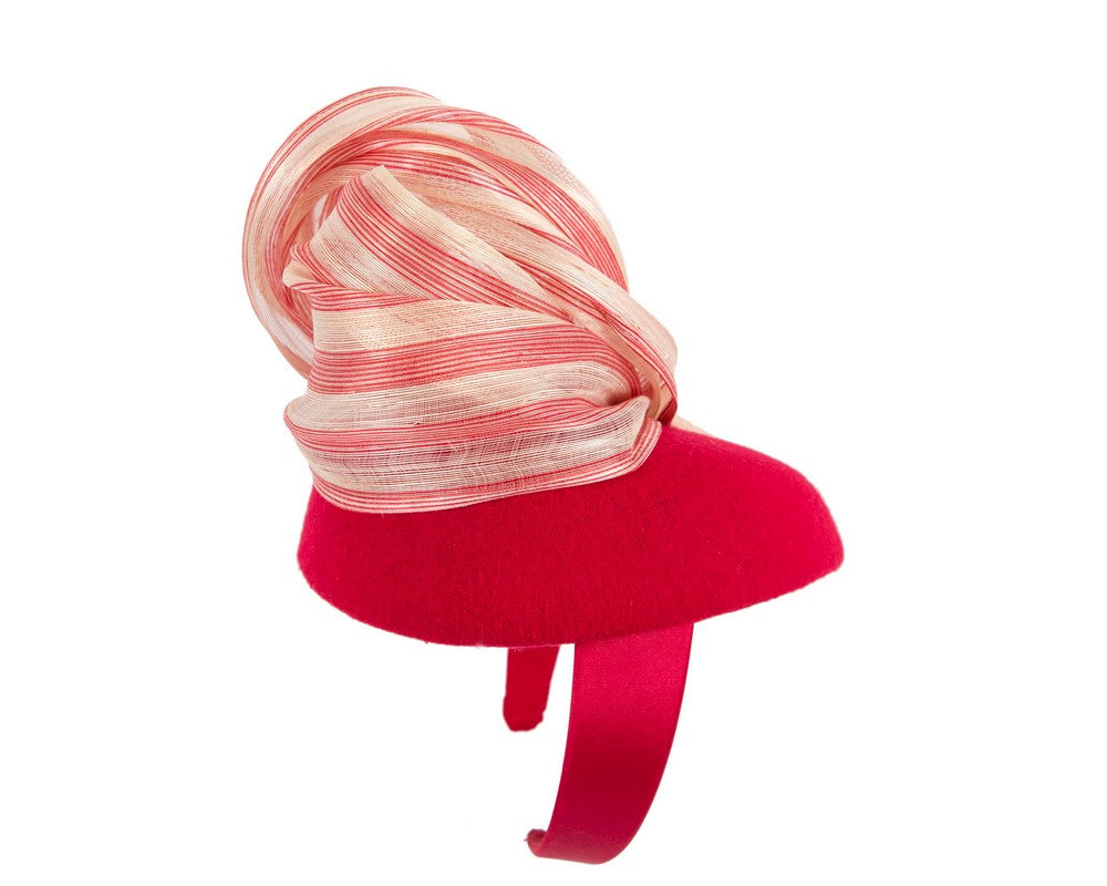 Bespoke red cream pillbox with bow by Fillies Collection