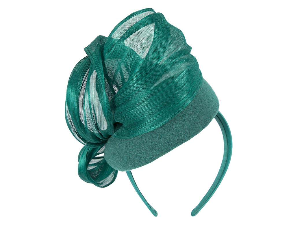 Bespoke teal pillbox with bow by Fillies Collection