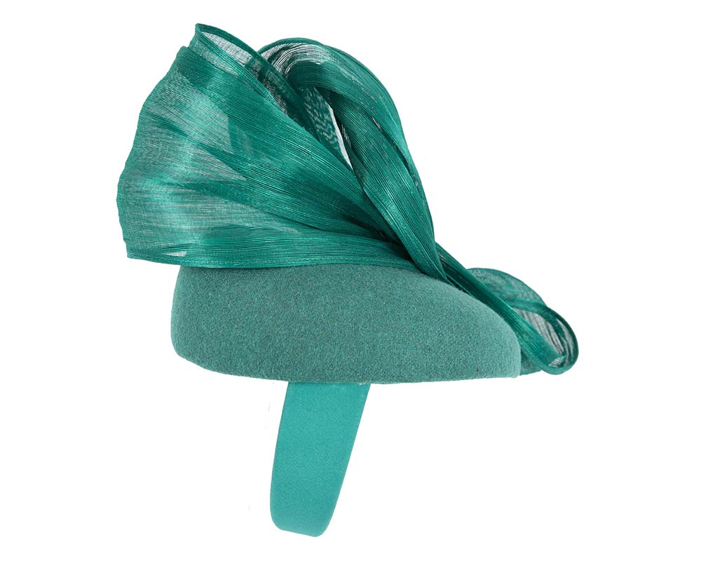 Bespoke teal pillbox with bow by Fillies Collection
