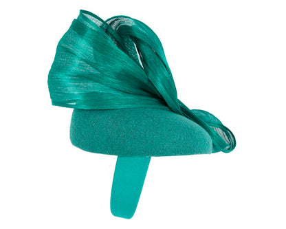 Bespoke teal pillbox with bow by Fillies Collection