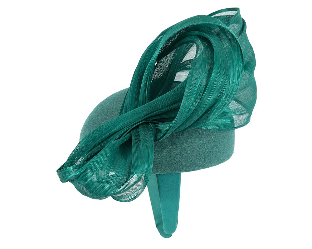 Bespoke teal pillbox with bow by Fillies Collection