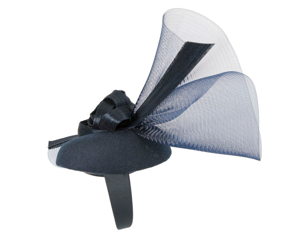 Tall navy winter racing fascinator by Fillies Collection-2