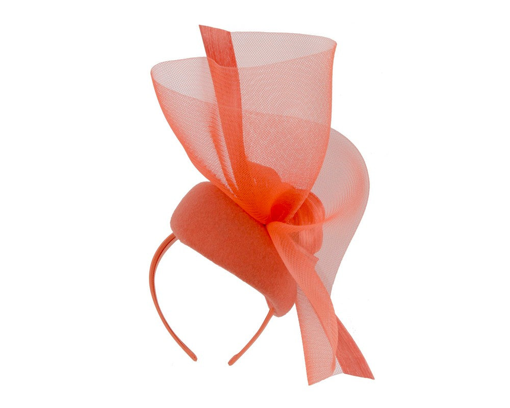 Tall orange winter racing fascinator by Fillies Collection
