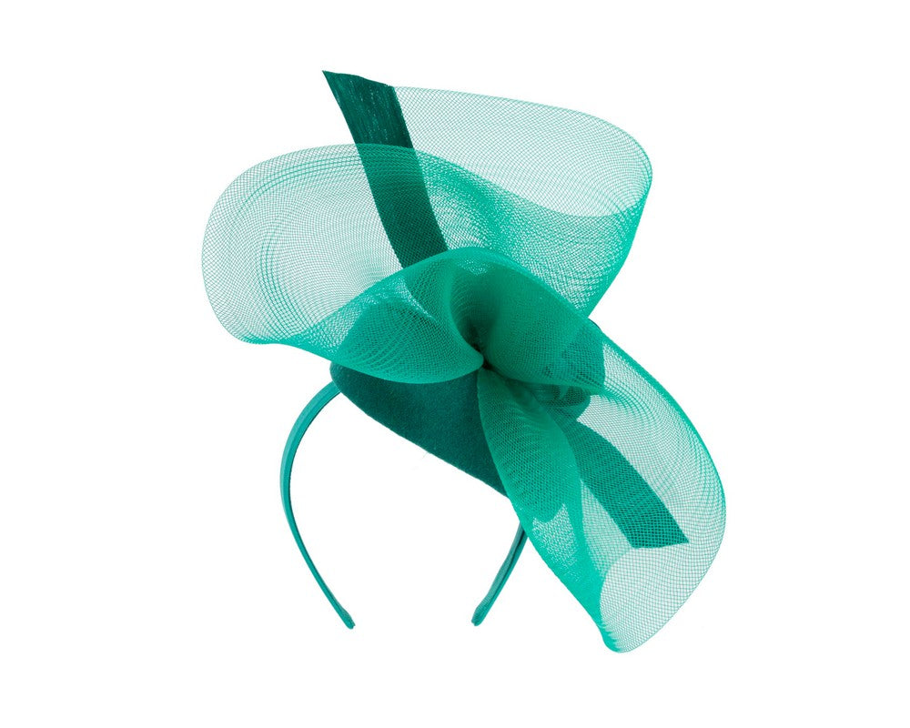 Tall teal green winter racing fascinator by Fillies Collection-5