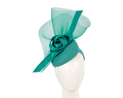 Tall teal green winter racing fascinator by Fillies Collection-0