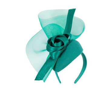 Tall teal green winter racing fascinator by Fillies Collection-1