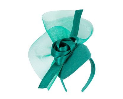 Tall teal green winter racing fascinator by Fillies Collection-1
