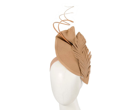 Exclusive beige felt winter racing fascinator by Fillies Collection