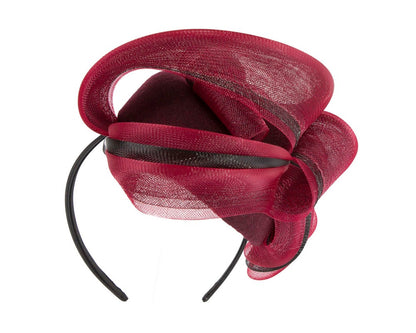Burgundy winter racing fascinator by Fillies Collection-5