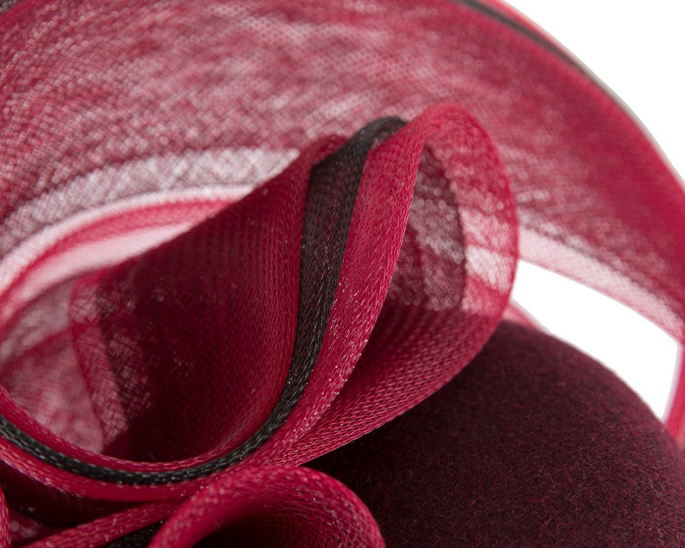 Burgundy winter racing fascinator by Fillies Collection-4