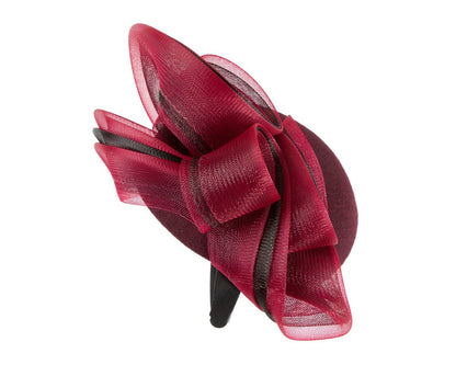 Burgundy winter racing fascinator by Fillies Collection-3