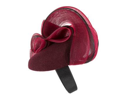 Burgundy winter racing fascinator by Fillies Collection-2