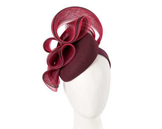 Burgundy winter racing fascinator by Fillies Collection