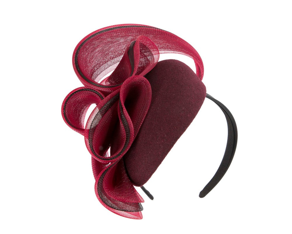 Burgundy winter racing fascinator by Fillies Collection-1