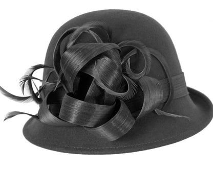 Exclusive black cloche winter hat by Fillies Collection
