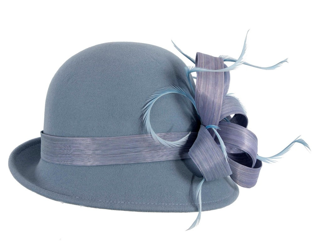 Exclusive light blue cloche winter hat by Fillies Collection