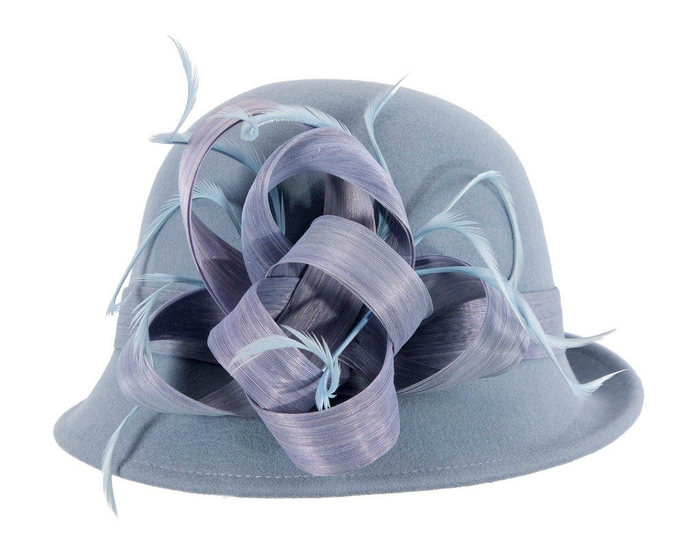 Exclusive light blue cloche winter hat by Fillies Collection