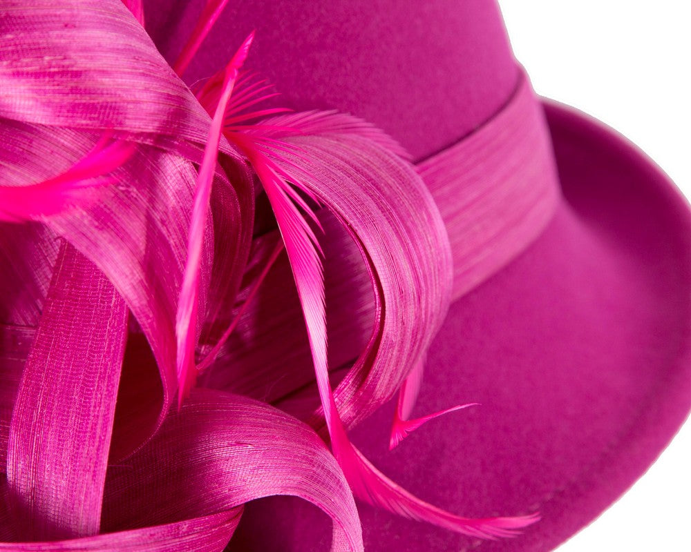 Exclusive fuchsia cloche winter hat by Fillies Collection
