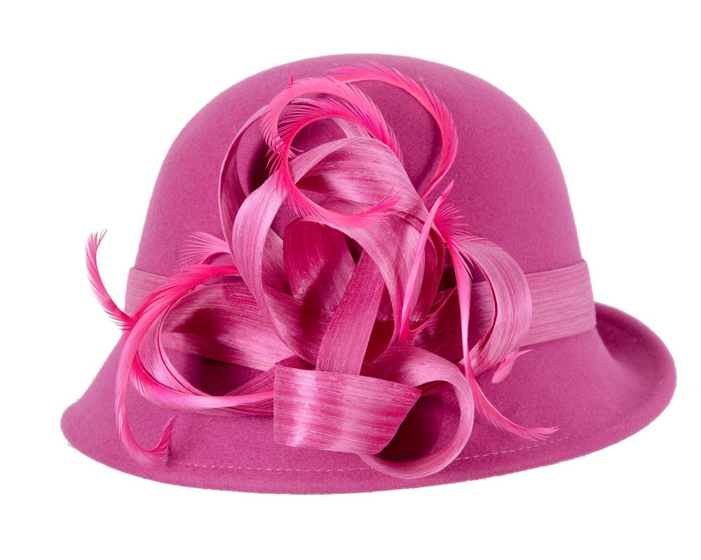 Exclusive fuchsia cloche winter hat by Fillies Collection