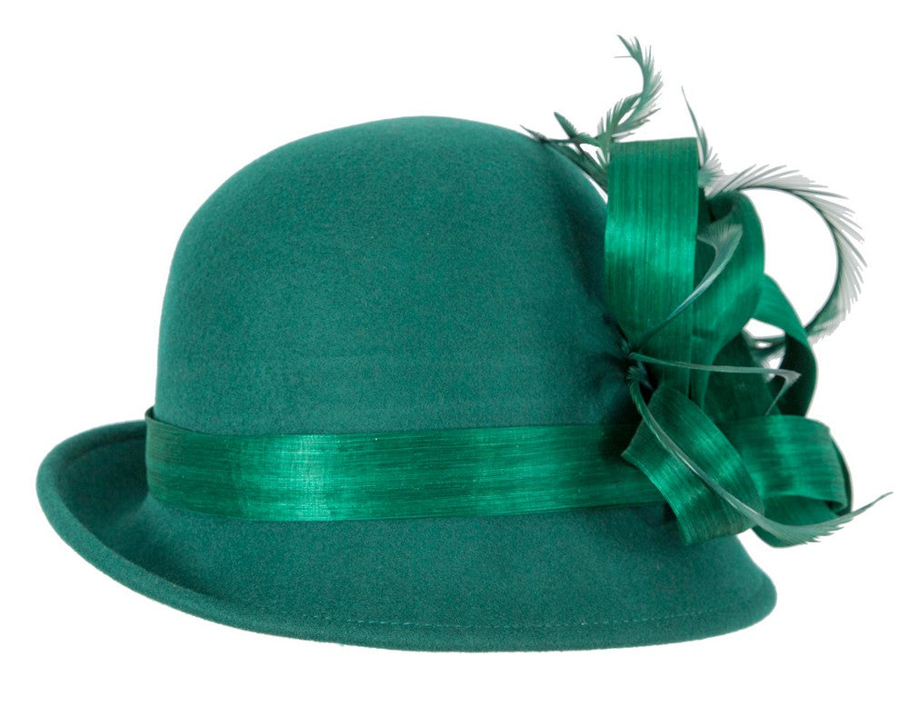 Exclusive green cloche winter hat by Fillies Collection
