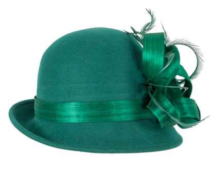Exclusive green cloche winter hat by Fillies Collection