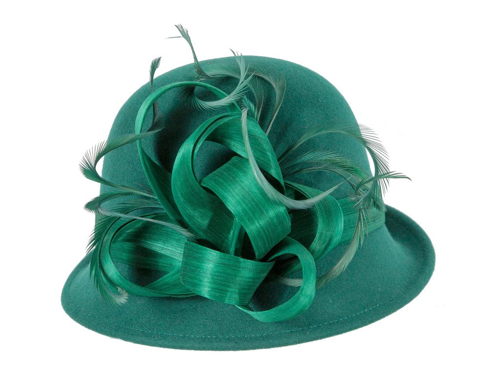 Exclusive green cloche winter hat by Fillies Collection
