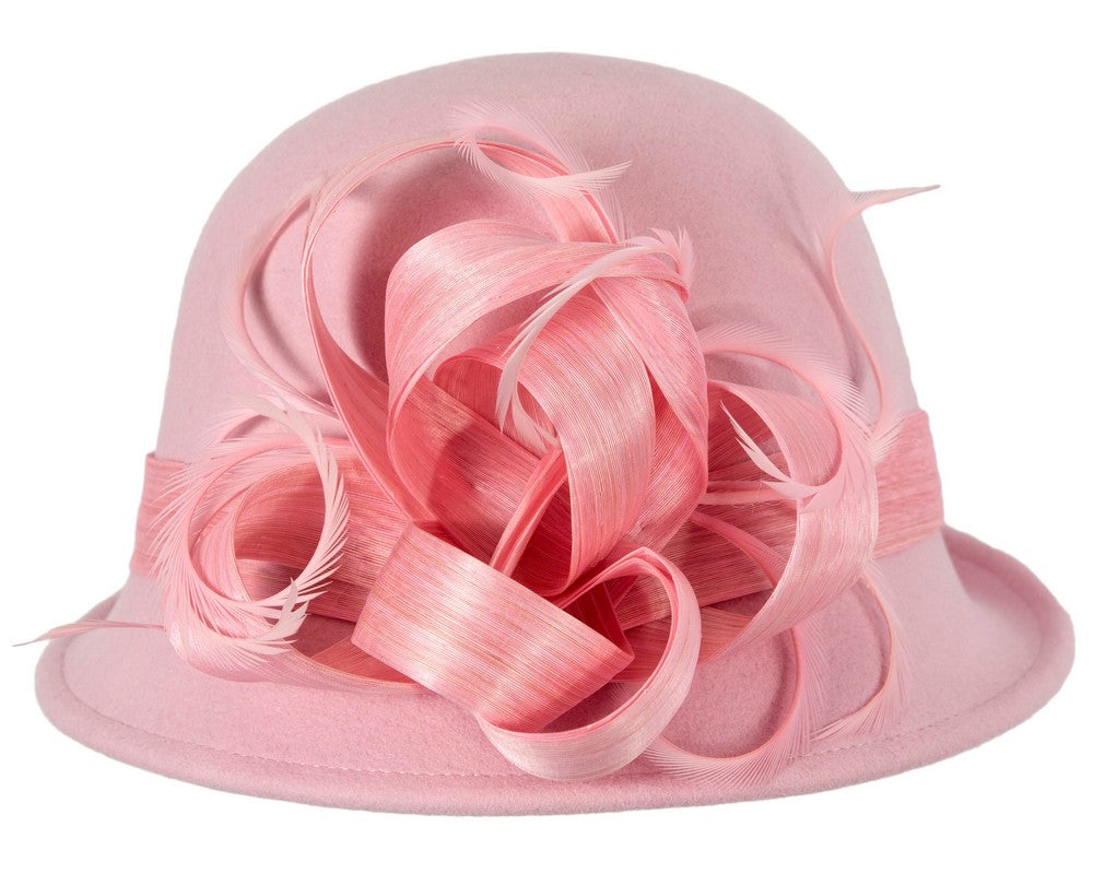 Exclusive pink cloche winter hat by Fillies Collection